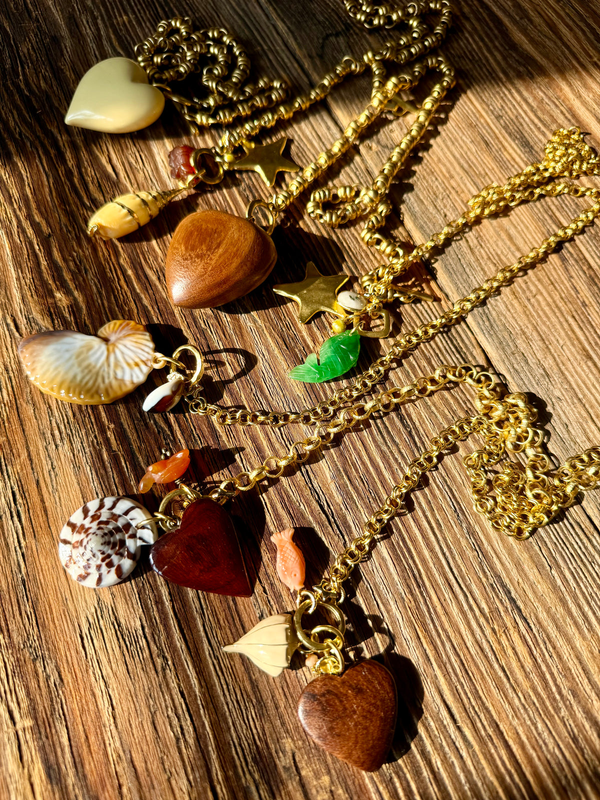 Jade Turtle and Fish Necklace — Jade Charm Cluster 18"